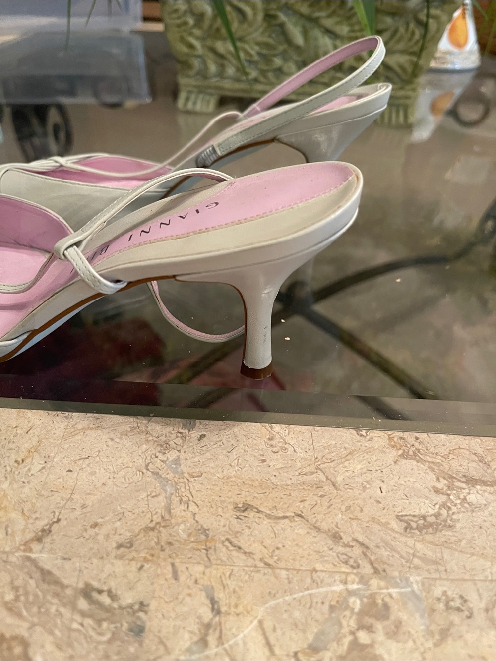 Gianni Bini Ivory Pointed-Toe Slingback Heels with Pink Insole - Picture 3 of 6